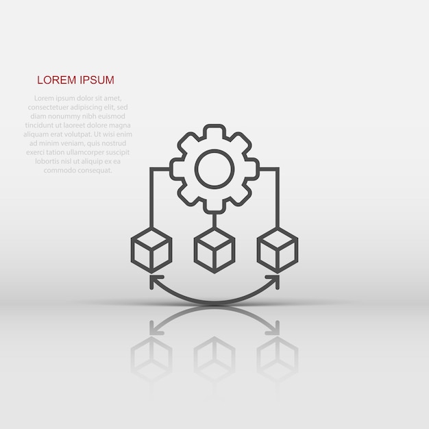 Ikona technologii Api w stylu płaskim Ilustracja wektorowa algorytmu na białym izolowanym tle Koncepcja biznesowa Gear z strzałką