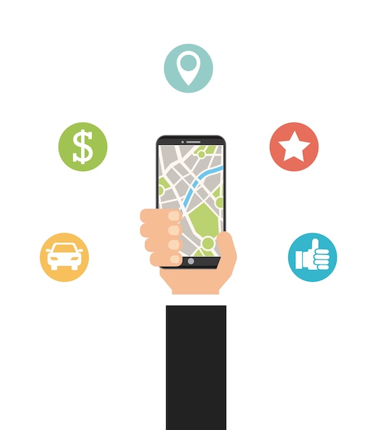 Plik wektorowy ikona technologii aplikacji usług transportowych