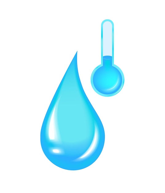 Plik wektorowy ikona temperatury zimnej wody kropla wody z termometrem pokazującym niską temperaturę