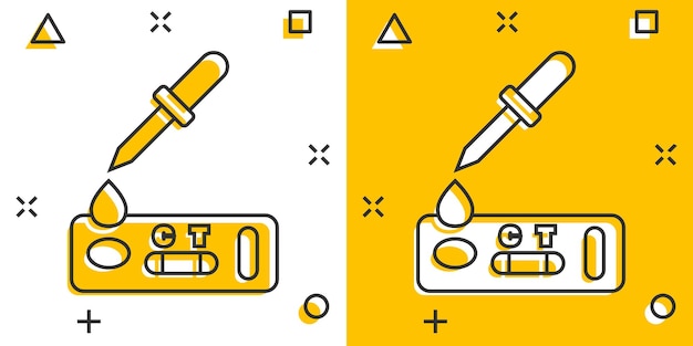 Ikona Testu Koronawirusa W Komiksowym Stylu Covid19 Ilustracja Kreskówka Wektor Na Odizolowanym Tle Koncepcja Biznesowa Znaku Medycznego Efektu Rozprysku Diagnostycznego