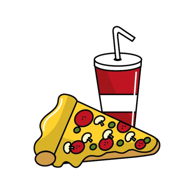 Ikona tła sody i pizzy