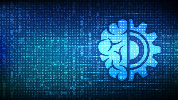 Ikona uczenia maszynowego wykonana z kodu binarnego AI Sztuczna inteligencja Głębokie uczenie się Duże dane