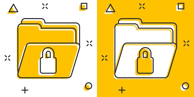 Ikona Uprawnienia Do Folderu Plików W Komiksowym Stylu Dostęp Do Dokumentu Ilustracja Kreskówka Wektor Na Na Białym Tle Tajne Archiwum Efekt Powitalny Znak Koncepcja Biznesowa