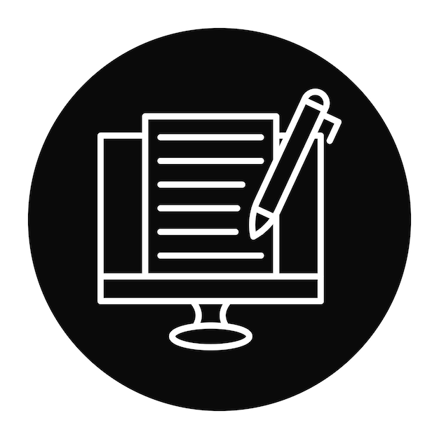 Ikona wektora copywritingu online może być używana do zestawu ikon biznesowych na bazie domowej
