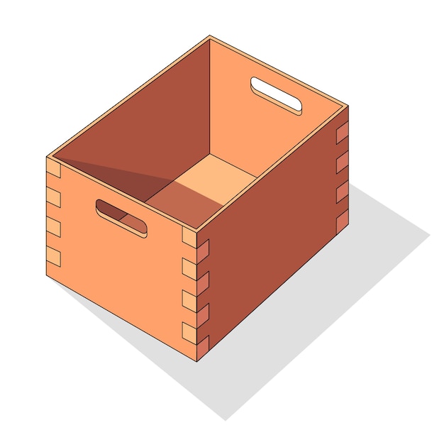 Plik wektorowy ikona wektora izometrycznego drewnianego pudełka palety kontener do transportu owoców i warzyw