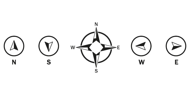 Ikona Wektora Kompasu. Kompas Zestaw Symboli. Wektor Zapasów.