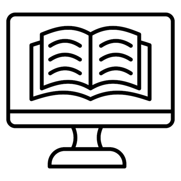 Ikona wektora książki elektronicznej może być używana do zestawu ikon edukacji online