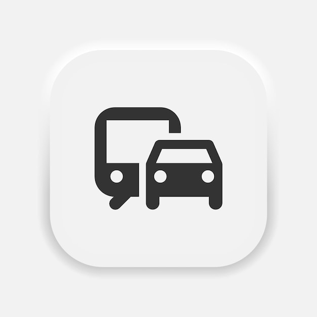 Ikona wektora osobistego i publicznego transportu samochodowego Symbol samochodu i autobusu w stylu neumorfizmu Wektor Eps 10