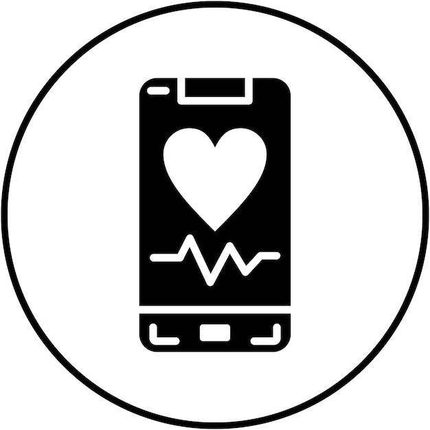 Ikona wektora tętna komórkowego może być używana do zestawu ikon aplikacji mobilnych