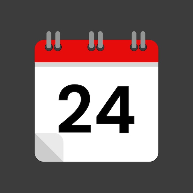 Ikona wektorowa kalendarza data 24