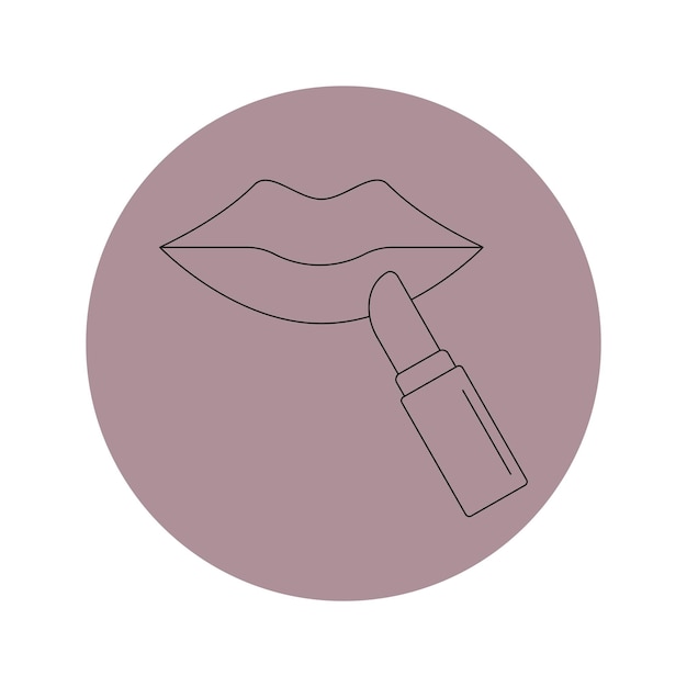Plik wektorowy ikona wektorowa warg i szminki w różowym kręgu na białym tle