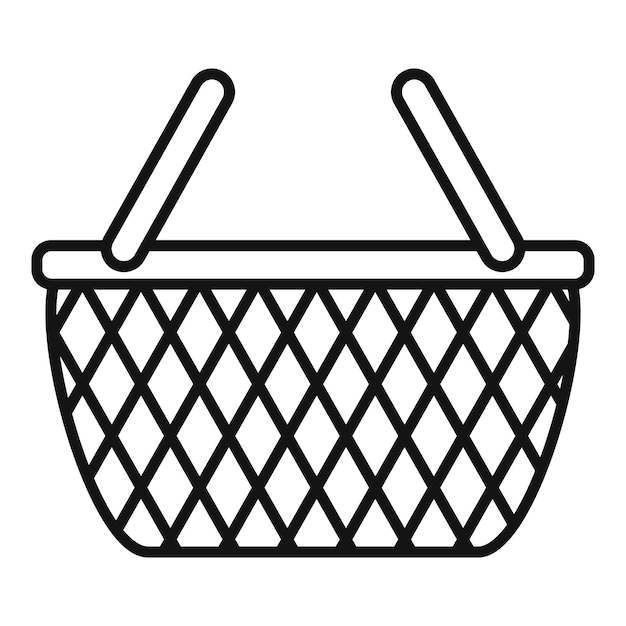 Plik wektorowy ikona wiklinowego kosza zarys ikony wektora wiklinowego kosza do projektowania stron internetowych izolowany na białym tle