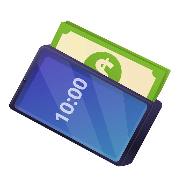 Ikona wirtualnych pieniędzy na smartfonach Wektorowy ikonę wirtualnych pieniądzy na smartfonach do projektowania stron internetowych wyizolowany na białym tle