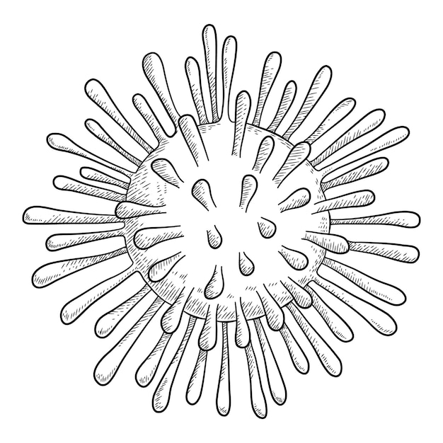 Ikona Wirusa Covid 19. Zarys Ręcznie Rysowane Ikony Wektora Wirusa Covid 19 Do Projektowania Stron Internetowych Na Białym Tle