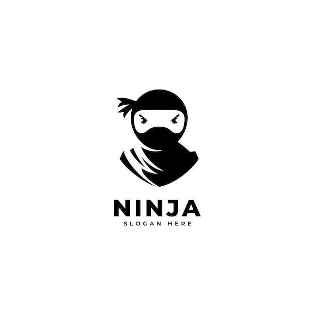 Ikona wojownika ninja Prosty projekt ilustracji logo głowy czarnego ninja