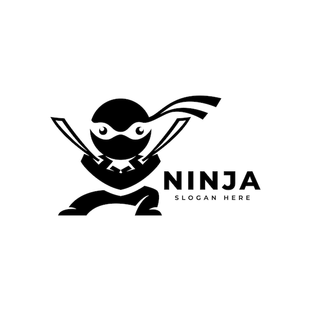 Plik wektorowy ikona wojownika ninja prosty projekt ilustracji logo głowy czarnego ninja