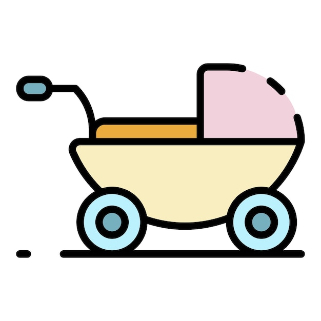Plik wektorowy ikona wózka dziecięcego zarys wektora wózka dziecięcego ikona kolor płaski na białym tle