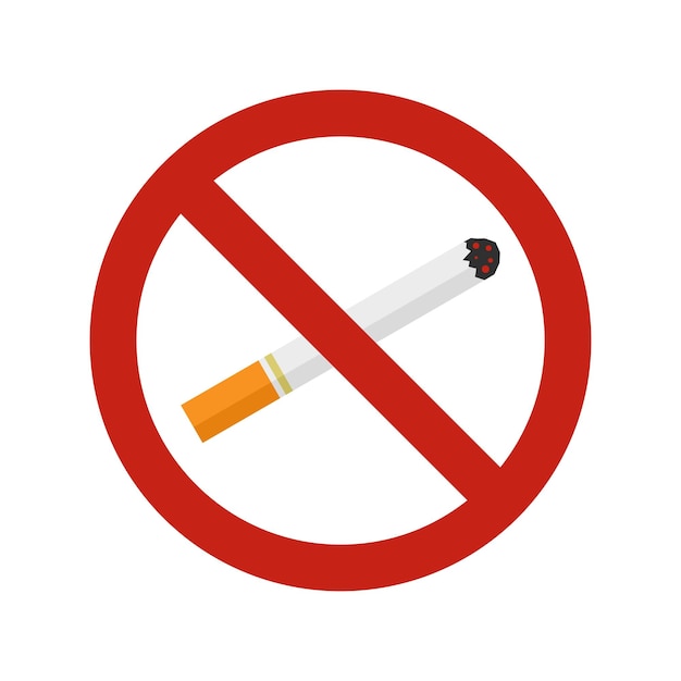 Plik wektorowy ikona zakazu palenia płaska ilustracja ikony wektora zakazu palenia izolowana na białym tle