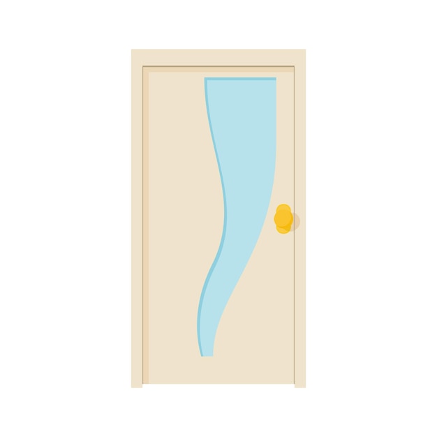 Plik wektorowy ikona zamkniętych drzwi w stylu kreskówki na białym tle
