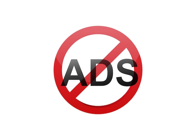 Ikona zatrzymania reklam Czerwone kółko z symbolem przekreślonej linii