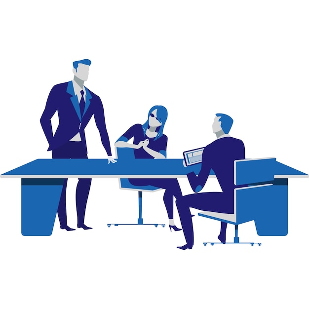 Plik wektorowy ikona zespołu biznesowego w pracy wektor grupy ludzi przy stole spotkanie biurowe i koncepcja pracy zespołowej