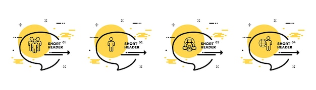 Ikona Zestawu Społeczności Ludzie Na Całym świecie Osoba Grupa Osób Koncepcja Przyjaźni Infografika Osi Czasu Z Ikonami I 4 Kroki Ikona Linii Wektorowej Dla Biznesu I Reklamy