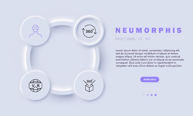 Ikona Zestawu Wirtualnej Rzeczywistości Ar Rzeczywistość Rozszerzona Okulary Vr Ai Sztuczna Inteligencja 360 Stopni Widok Planety Trójwymiarowa Koncepcja Metaverse Styl Neomorfizmu Ikona Linii Wektorowej