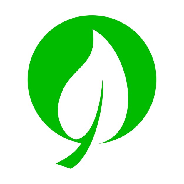 Plik wektorowy ikona zielonego liścia w prostym stylu na białym tle