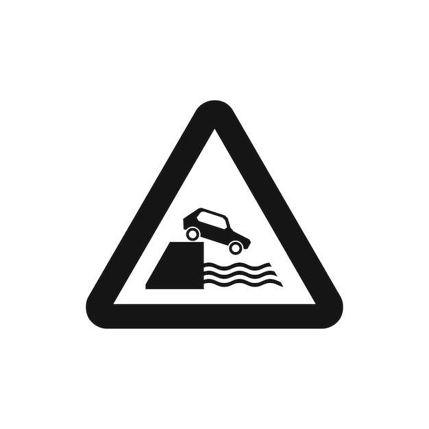 Plik wektorowy ikona znak drogowy riverbank w prostym stylu na białym tle