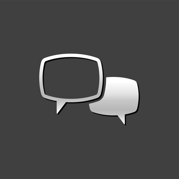Ikona znaku czatu w stylu szarego koloru metalicznego Rozmowa komunikacyjna media społecznościowe