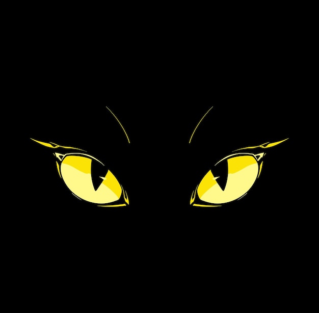 Plik wektorowy ikona żółtych oczu kota na czarnym tle