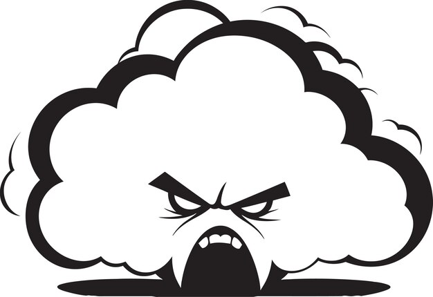 Plik wektorowy ikonka chmury z czarnego kreskówki sullen squall angry cloud logo design