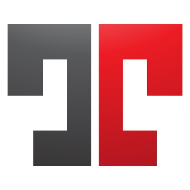 Plik wektorowy ikonka czerwonej i czarnej litery t w kształcie rozszczepionej litery