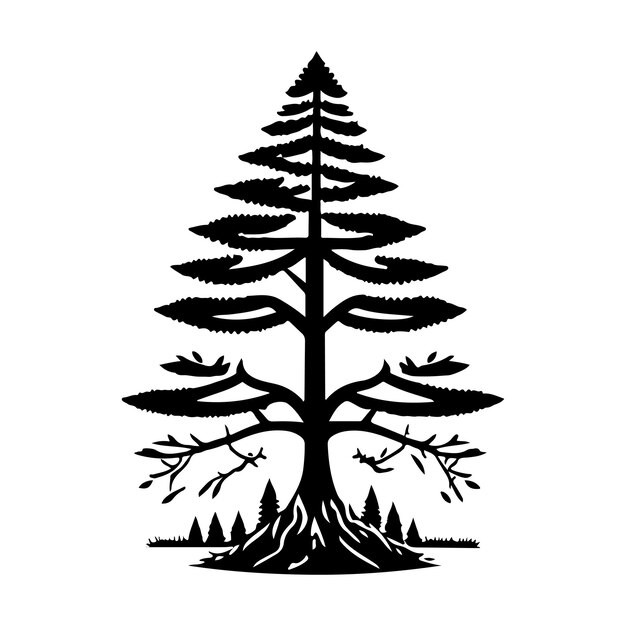Plik wektorowy ikonka drzewa rysowana ręcznie czarny kolor logo obozu symbol doskonały