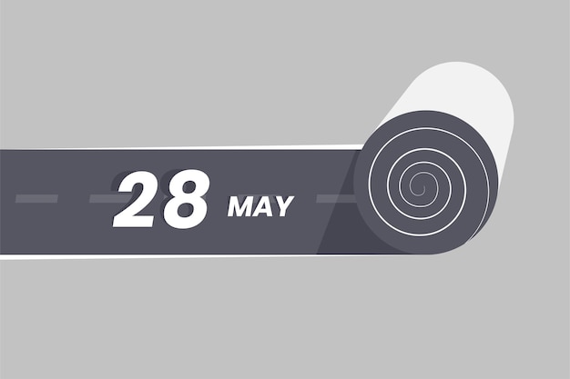 Plik wektorowy ikonka kalendarza 28 maja toczy się wewnątrz drogi 28 maja data miesiąc ikona ilustrator wektorowy