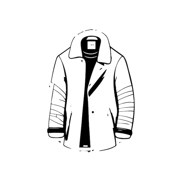 Plik wektorowy ikonka kurtki, rysunek ręczny, czarna tkanina, element wektorowy i symbol zimowego logo