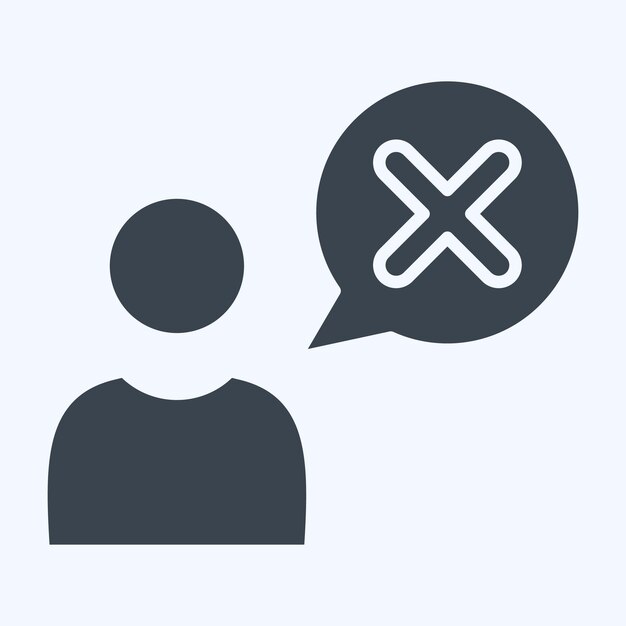 Ikonka nieprawidłowo związana z delete symbol glyph styl prosta ilustracja projektowa