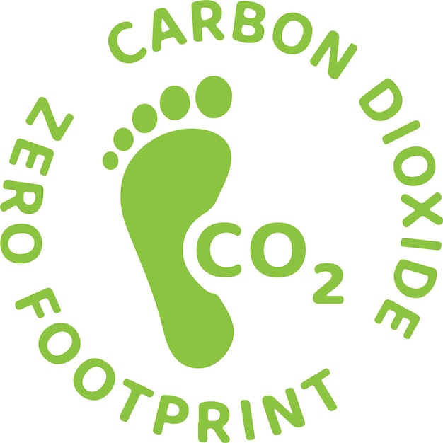 Ikonka śladu węglowego CO2 neutralna wolna emisja zmniejszona netto zero globalne ocieplenie cieplarniany
