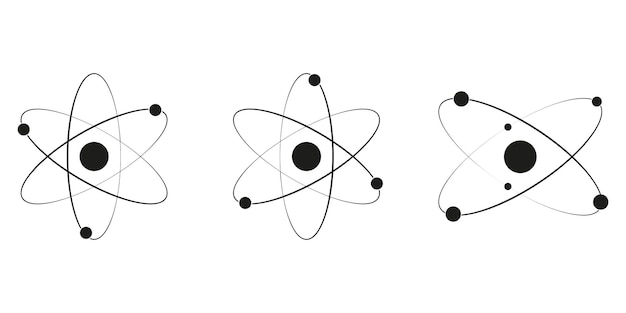 Ikony Atomowe. Symbol Cząsteczki Lub Symbol Atomu Na Białym Tle. Ilustracja Wektorowa Eps10