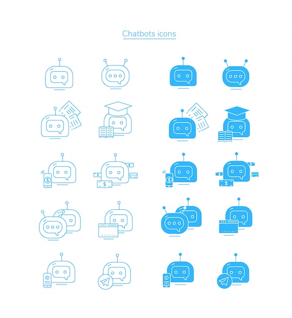 Plik wektorowy ikony chatbot. zestaw ikon obrysu bota.