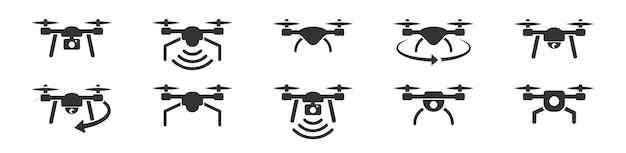 Plik wektorowy ikony drone quadcopters aerial drone copters collection vector illustration