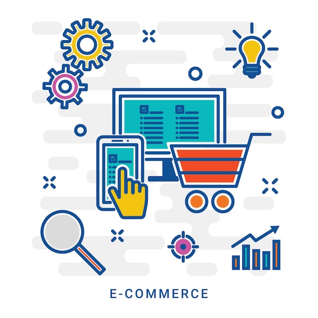 Ikony e-commerce Symbol zakupów online Ilustracja symbolu e-commerce Pixel grafika wektorowa Wektor