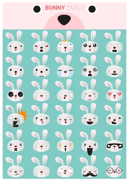 Plik wektorowy ikony emoji bunny