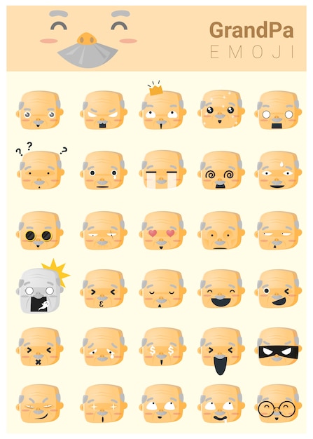 Plik wektorowy ikony emoji dziadka