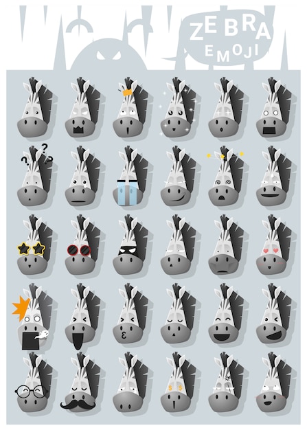 Plik wektorowy ikony emoji zebra