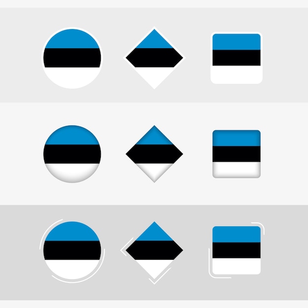 Ikony Flagi Estonii Ustawiają Flagę Wektorową Estonii