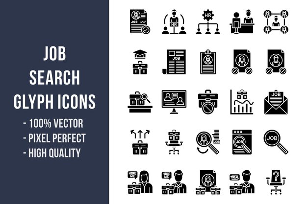 Ikony Glifów Wyszukiwania Pracy