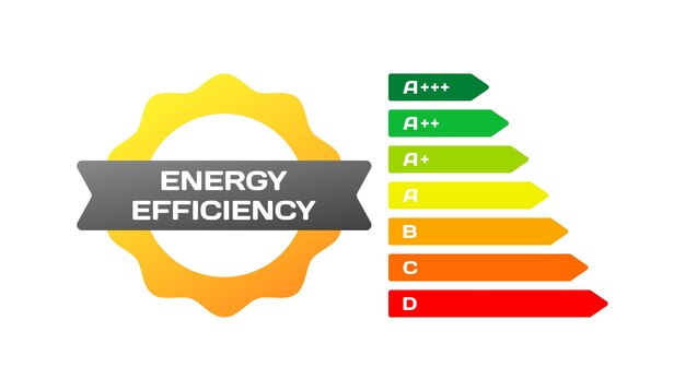 Plik wektorowy ikony klasyfikacji efektywności energetycznej ikony klasyfikacji biegów o kolorze płaskim ikony wektorowe