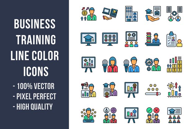 Plik wektorowy ikony kolor linii szkolenia biznesowego