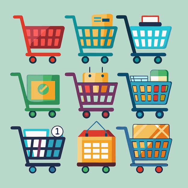 Ikony koszykówek kolorowy i płaski projekt dla e-commerce
